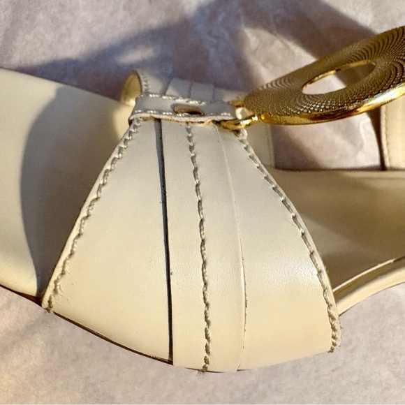 Anne Klein Cream Sandals with Gold Accent - Picture 14 of 16